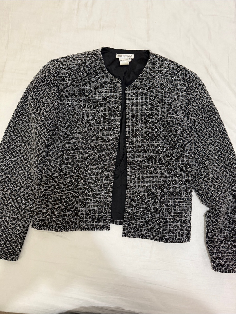 Black & White Tweed Cropped Jacket